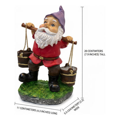 Gnomo Cubetas Figura De Resina De 20 Cm De Altura