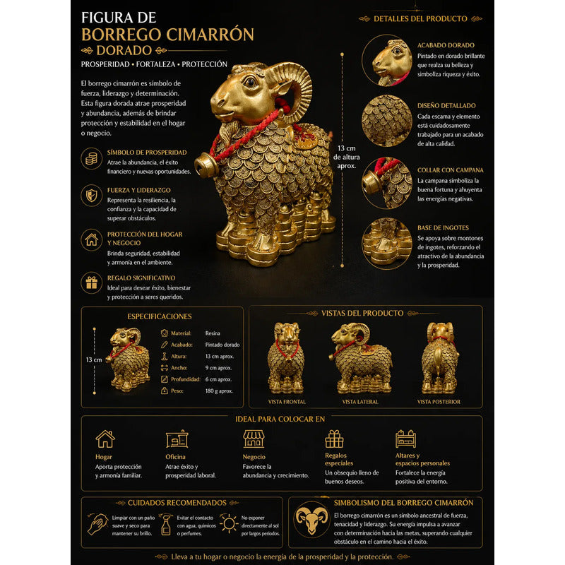 Figura Borrego De La Abundancia Feng Shui Dorado 13 Cm Dorado by HEREJE