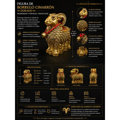 Figura Borrego De La Abundancia Feng Shui Dorado 13 Cm Dorado by HEREJE