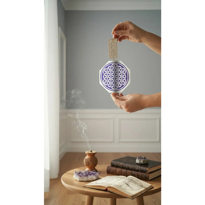 Espejo Octagonal Flor De La Vida 9cm Morado by HEREJE