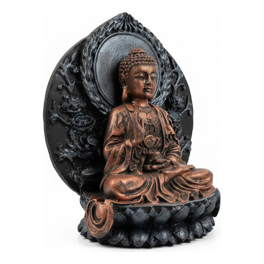 Buda Con Círculo 12 Cm Figura De Resina Cobre by HEREJE