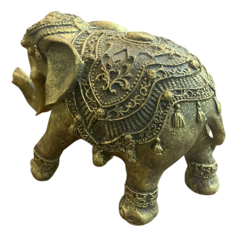 Figura Elefante Hindú Dorado Decoración Suerte 10cm Dorado Oscuro by HEREJE