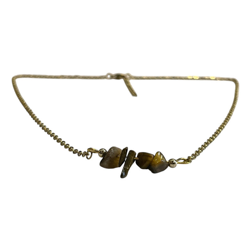 Collar Aquíje Pedra Cuarzo Dorado 45 Cm