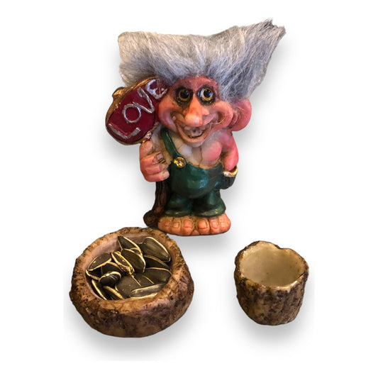 Troll Amor + Comedero 9 Cm Alto En Resina Nacional. Amor