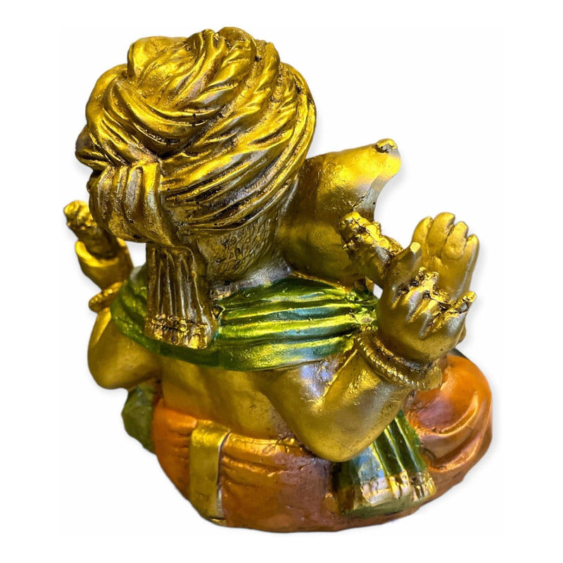 Ganesh Turbante Escultura D Resina Hecho A Mano 15.5x17x13cm