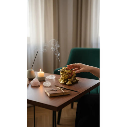 Rana De La Fortuna Dorada Feng Shui 5 Cm Para Abundancia Dorado by HEREJE