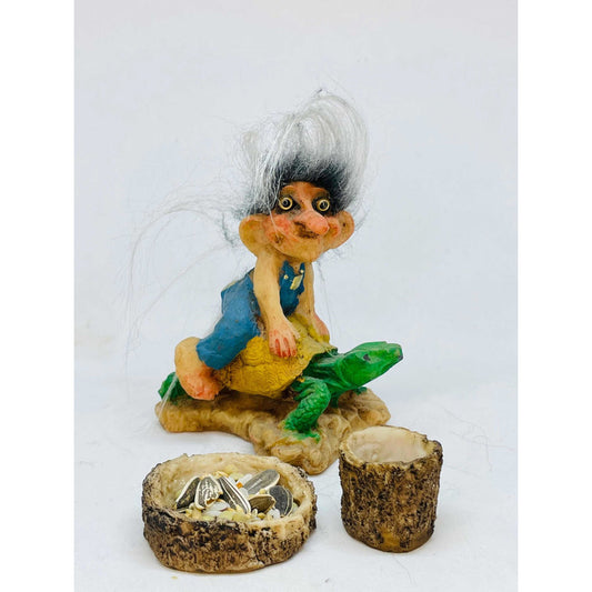 Troll Paciencia + Comedero 10 Cm Figura De Resina Nacional.