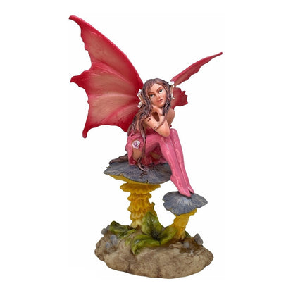 Hada Sentada En Hongo 16 Cm Resina Mexicana