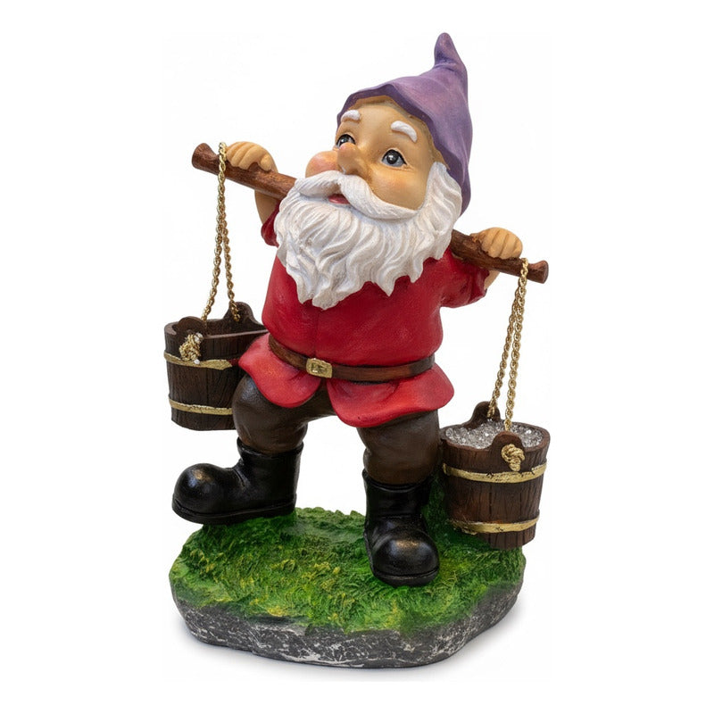 Gnomo Cubetas Figura De Resina De 20 Cm De Altura