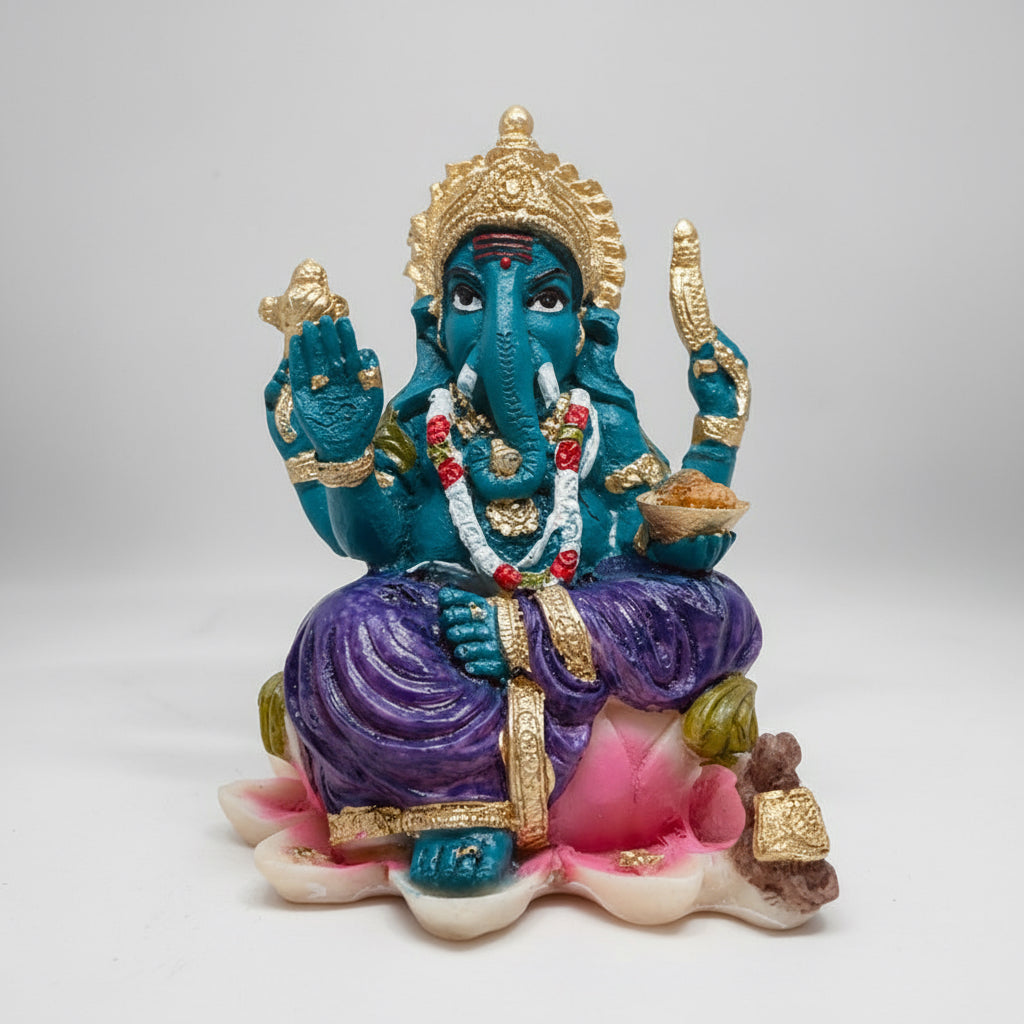 Ganesh Flor De Loto Figura En Resina Nacional by ARTICULOS ESOTERICOS LETY