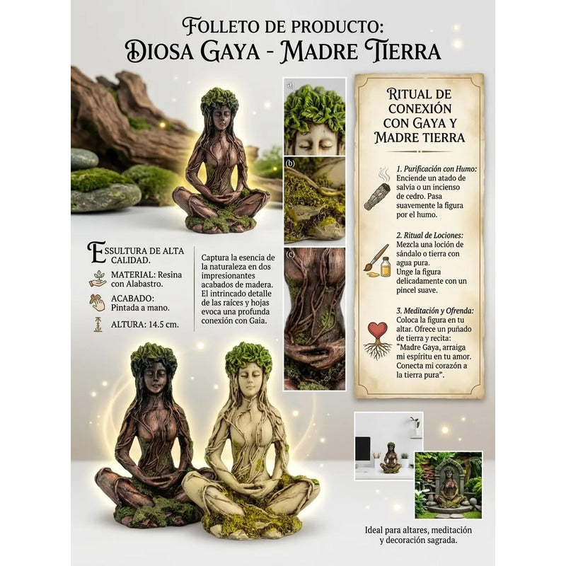 Figura Diosa Gaia Madre Tierra Meditación Resina Verde Claro by HEREJE