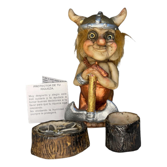 Troll Protector De La Riqueza +comedero+semilla+tarjeta 12cm Metalicos