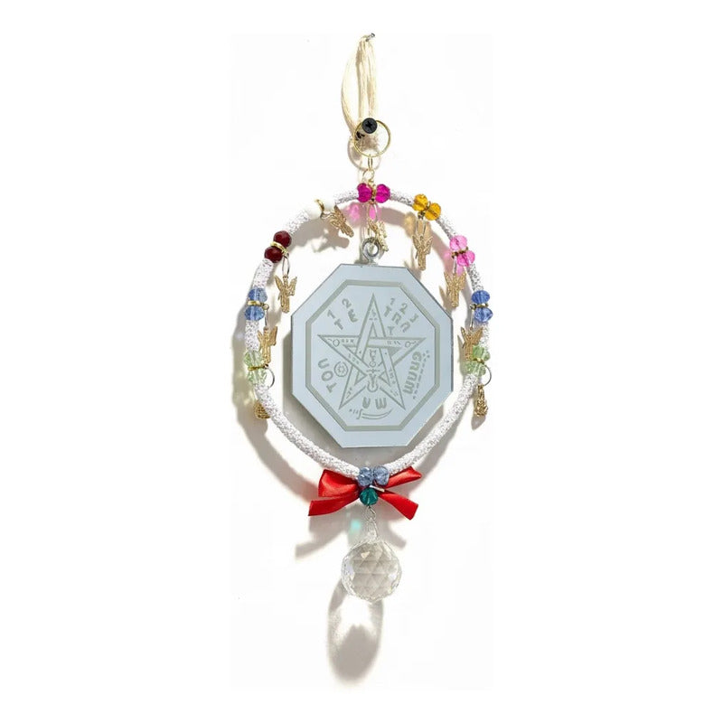 Adorno De Pared Con Espejo Tetragramaton, Angeles Y Esfera Esfera Tetragrámaton