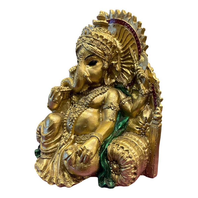 Estatua Ganesh Trono Resina 14 Cm.