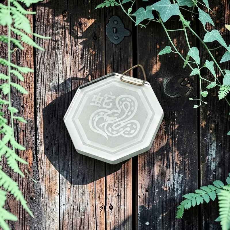 Espejo Octagonal, Grabado Con Símbolos Esotéricos De 5 Cm Serpienta