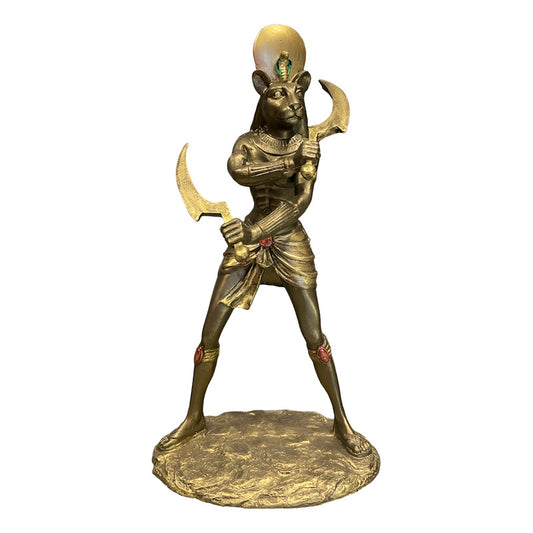Sejmet Egipcio Figura De Resina 27cm Alto Tipo Bronce