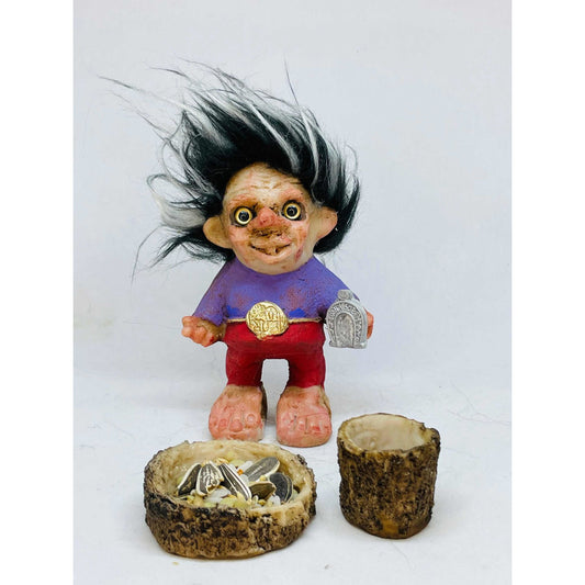 Troll Buena Vibra + Comedero 9cm Figura De Resina Nacional.
