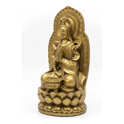 Figura Diosa Kuan Yin Resina 19 Cm Feng Shui Dorado by HEREJE