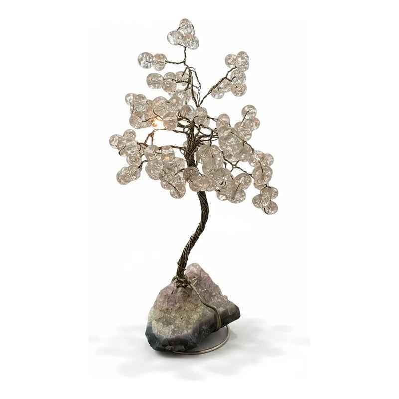 Arbol De La Vida En Cristal Con Base De Cuarzo, 14 Cm Altura Transparente