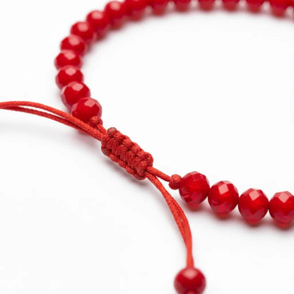 Triqueta Pulsera Hilo Con Cristal Ajustable Rojo 10 Cm