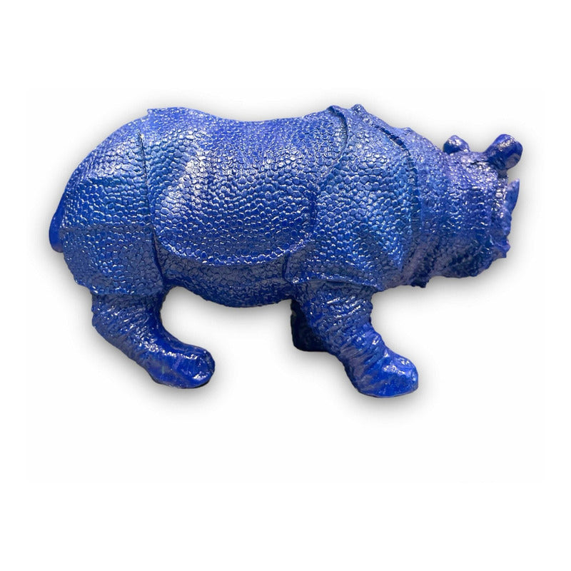Figura Elefante Y Rinoceronte Azul Feng Shui 8.6cm Y 7.5cm