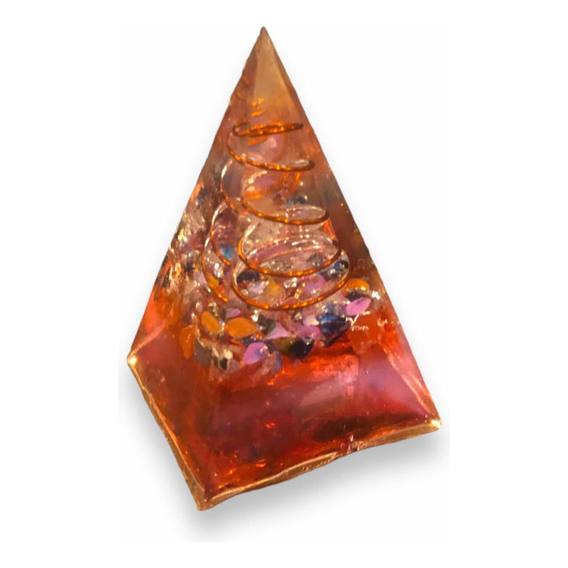 Pirámide De Orgonita 7cm Y Resina Roja