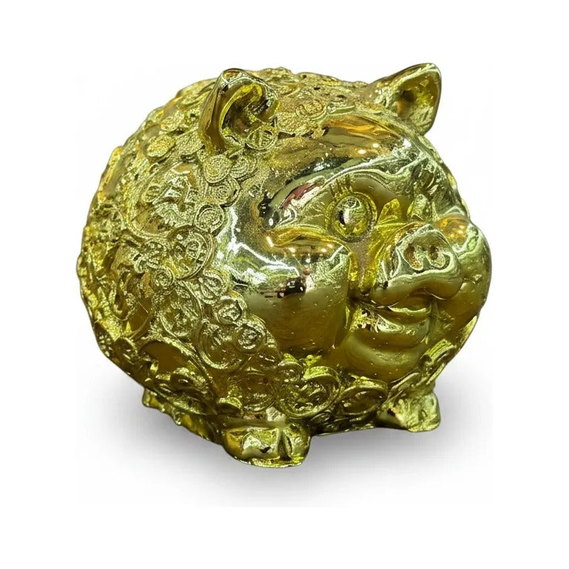 Alcancia Puerquto Dorado Diseño De Monedas De 7 Cm Altura Animales Dorado by HEREJE