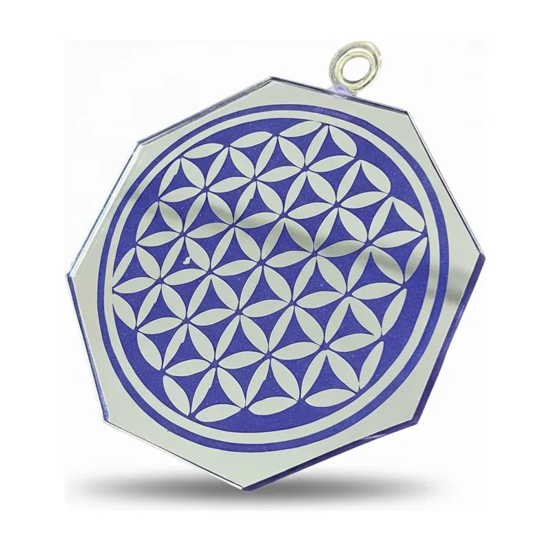 Espejo Octagonal Flor De La Vida 9cm Morado by HEREJE