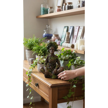 Figura Decorativa Dios De La Naturaleza Meditación Cobre by HEREJE