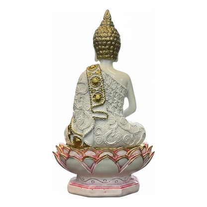 Figura Buda Meditando En Flor De Loto 15 Cm Resina Rojo by HEREJE
