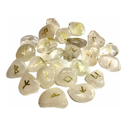Runas Celtas Vikingas Grabadas En Cuarzo Blanco + Morral
