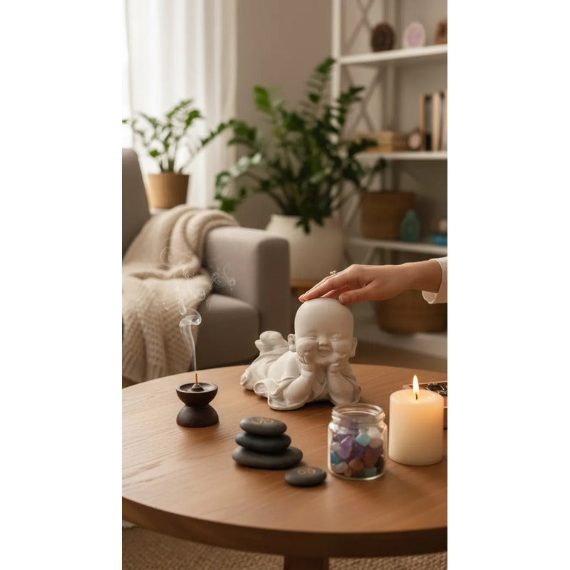 Esculturas De Buda Acostado 10 Cm De Altura Blanco by HEREJE
