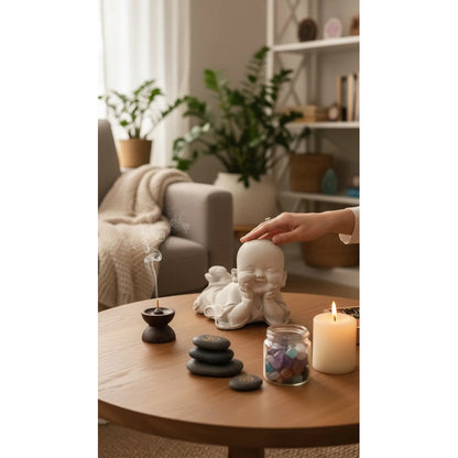 Esculturas De Buda Acostado 10 Cm De Altura Blanco by HEREJE