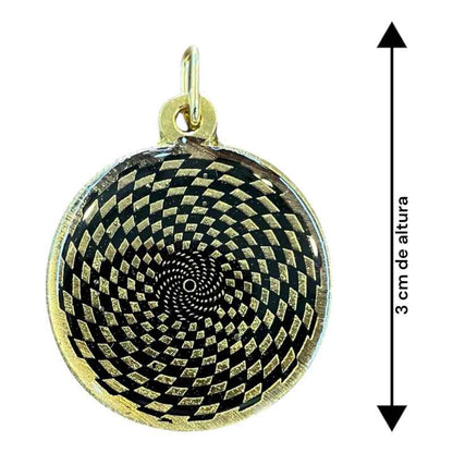 Medalla Dije Sensor Cosmico Dorada Con Esmalte Negro 3 Cm Obscuro