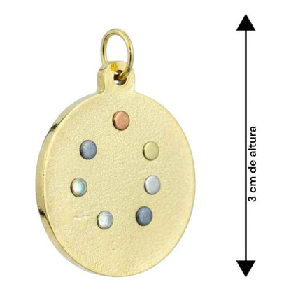 Dije Medalla Estrella 12 Puntas Amuleto Oro 12 Picos 30mm Azul