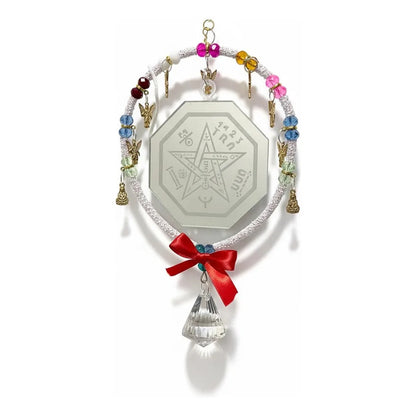Adorno De Pared Con Espejo Tetragramaton, Angeles Y Esfera Pendulum Colgante Con Pendulo by HEREJE