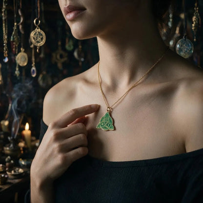 Triqueta Dije Encapsulado 30mm Verde by HEREJE