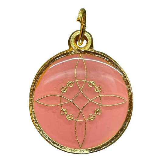 Nudo De Brujas Dije Encapsulado Con Los 7 Baño De Oro 25mm Rosa by HEREJE