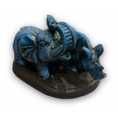 Elefante Y Rinoceronte Azul Resina Nacional 6 Cm