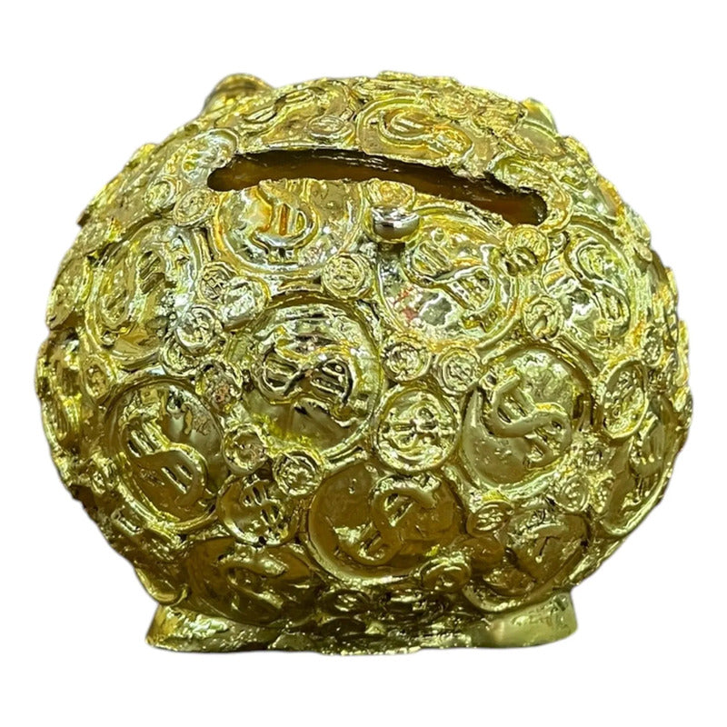 Alcancia Puerquto Dorado Diseño De Monedas De 7 Cm Altura Animales Dorado by HEREJE