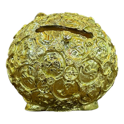 Alcancia Puerquto Dorado Diseño De Monedas De 7 Cm Altura Animales Dorado by HEREJE