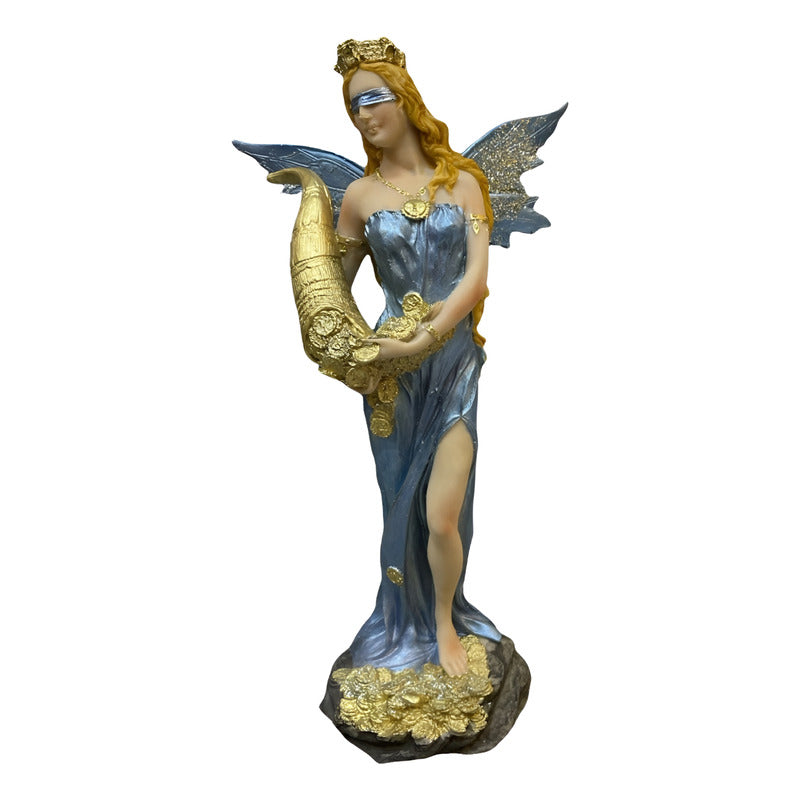Estatua Abundia Con Alas 28 Cm Resina.