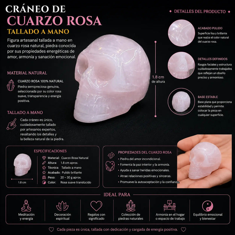 Escultura De Amatista En Forma De Craneo 2cm De Alto Cuarzo Rosa by HEREJE