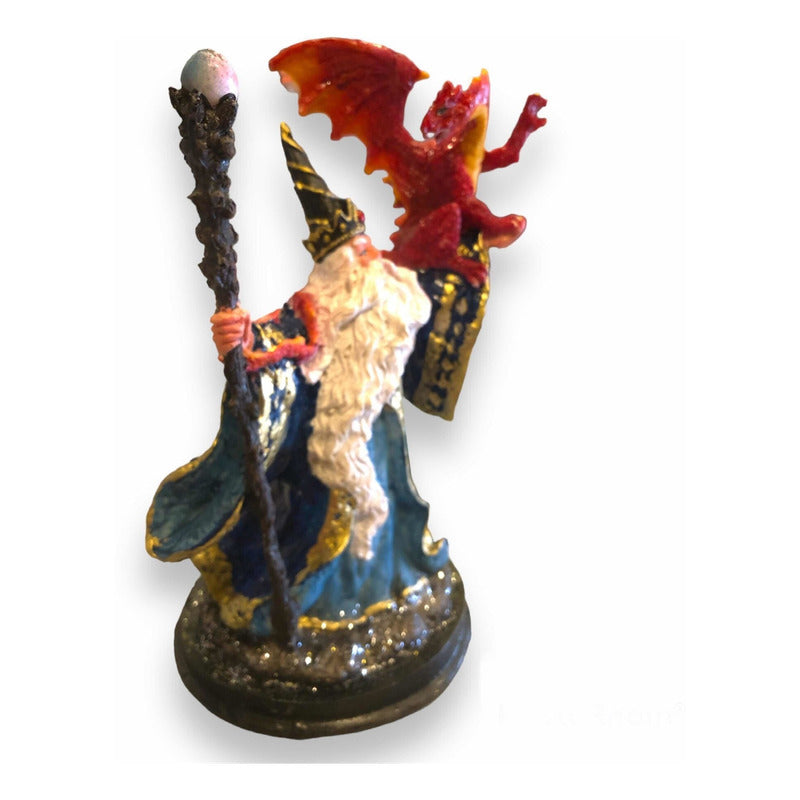 Merlin Con Dragón Figura De Resina