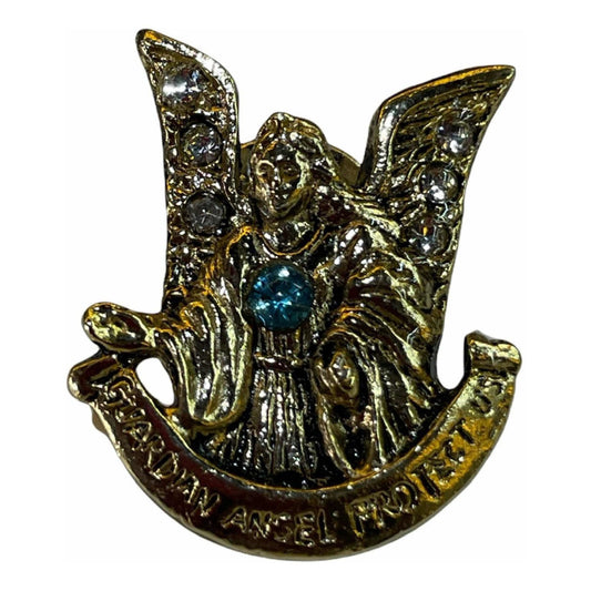 Angel Protector  Pin Baño De Oro Prendedor Cubierto De Laca