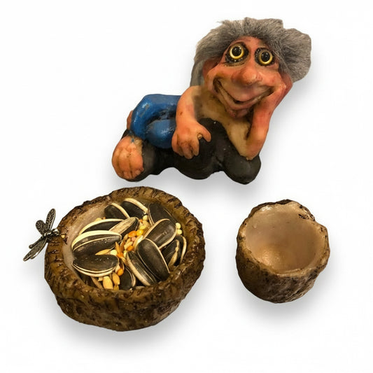 Troll Felicidad + Comedero 9cm Figura De Resina Nacional.