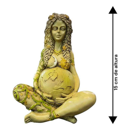 Figura Diosa Madre Tierra Gaia Estatua Decorativa 15cm Verde Claro