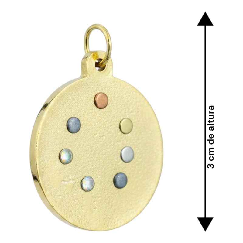 Dije Medalla Estrella 12 Puntas Amuleto Oro 12 Picos 30mm Negro