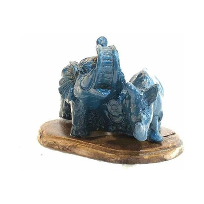 Elefante Y Rinoceronte Azul Resina Nacional 6 Cm