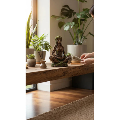Figura Diosa Gaia Madre Tierra Meditación Resina Conre by HEREJE